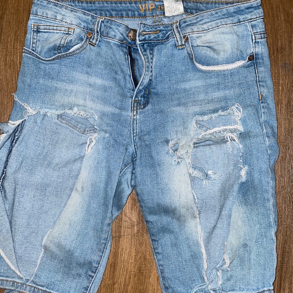 VIP Ripped Jean Shorts